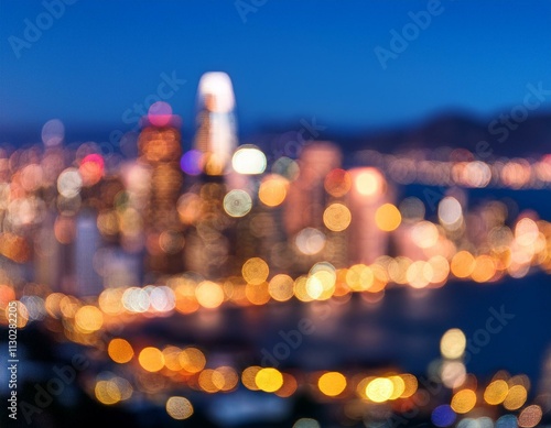 Blurred abstract bokeh background of San Francisco city lights at night