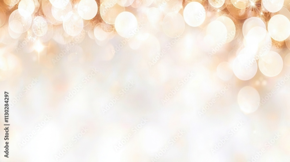 Fototapeta premium Sparkling golden bokeh lights abstract photography indoor setting warm environment close-up view festive concept