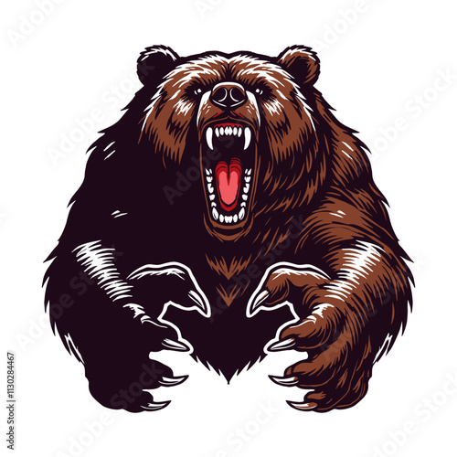 Angry bear illustration vector style 2.eps