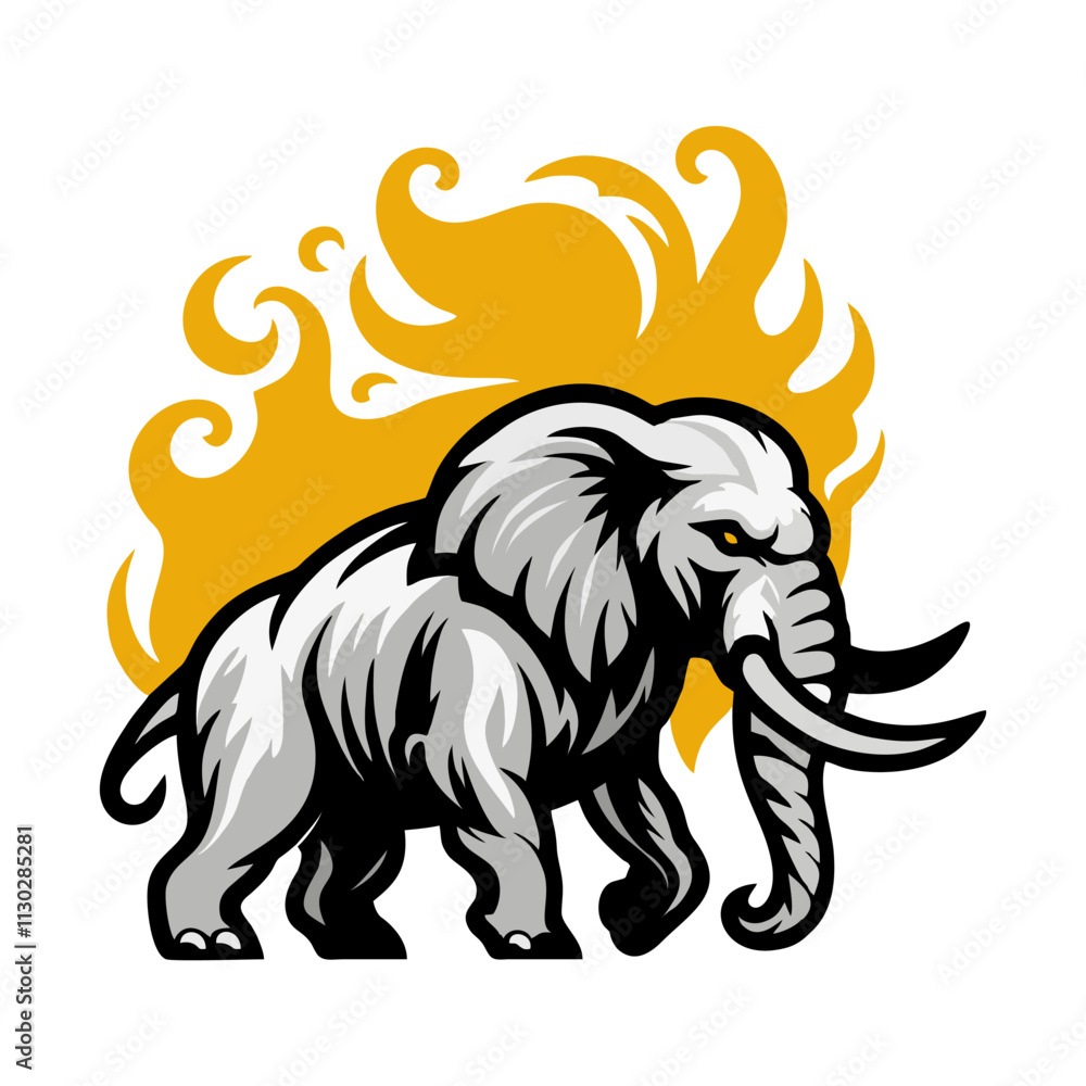 Obraz premium Angry elephant illustration vector style 1.eps
