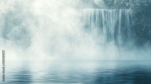 Enigmatic Waterfall in Misty Serenity: A Breathtaking Nature Scene