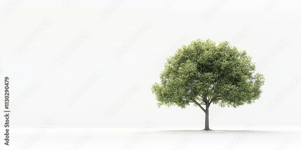 Obraz premium Isolated tree standing out against a white background, showcasing the beauty of nature with this tree as a focal point, perfect for emphasizing the elegance of an isolated tree.
