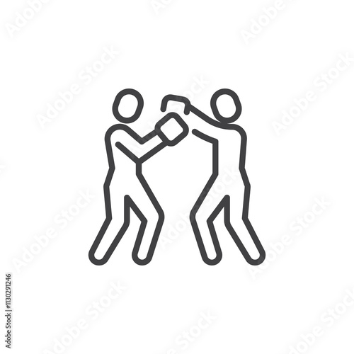 Boxing sparring line icon