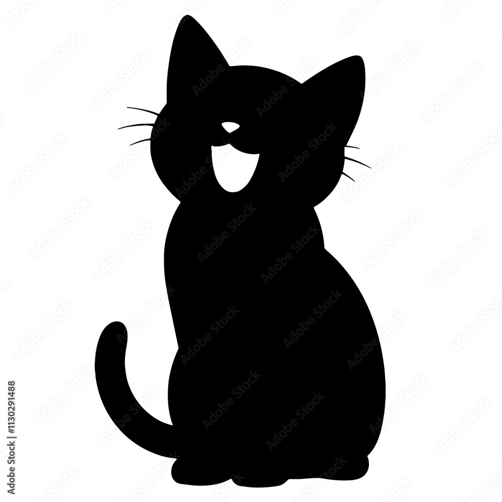 Fototapeta premium Joyful silhouette of kitten on white background, playful charm