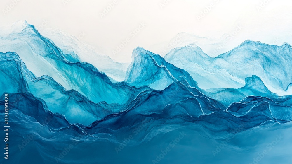 Fototapeta premium flowing azure water line, pristine liquid surface, turbulent wave pattern, underwater photography, clean minimal aesthetic, transparent fluid dynamics, light refraction, macro details, bright cyan