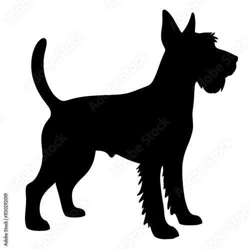 Yorkshire Terrier silhouette against white background, minimalist design photo