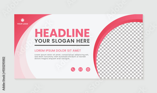 Simple business banner template elegant red circle design