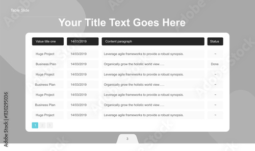 Simple accordion stylized data table layout template