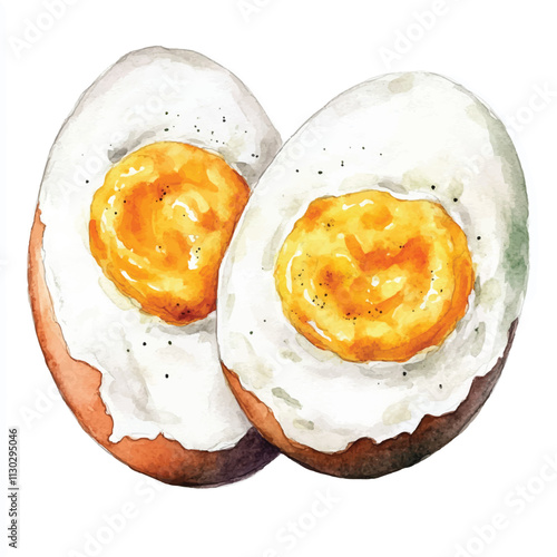 Scramble egg watercolor clipart illustration