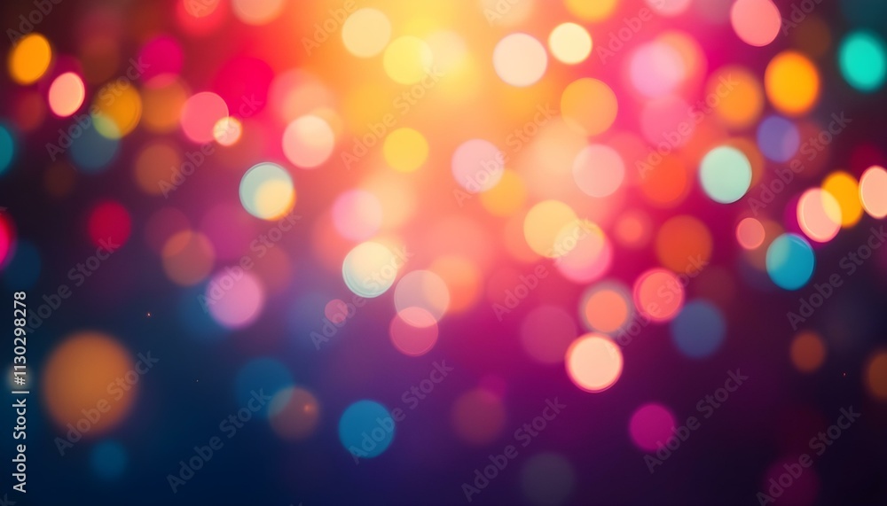 Fototapeta premium Party - Colorful Bokeh And Retro String Lights In Festive Background