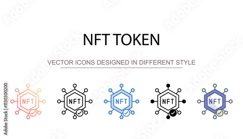 NFT token icon design with white background stock illustration