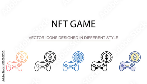 NFT Game icon design with white background stock illustration