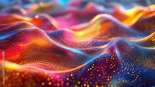 _Abstract_wave_with_moving_dots_and_lines._Flow_of_particles.

 photo