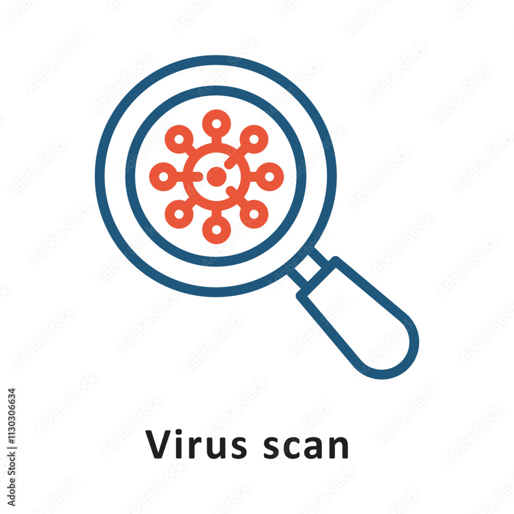 Obraz premium Virus scan Vector Two Colors Outline Icon. Eps 10 File