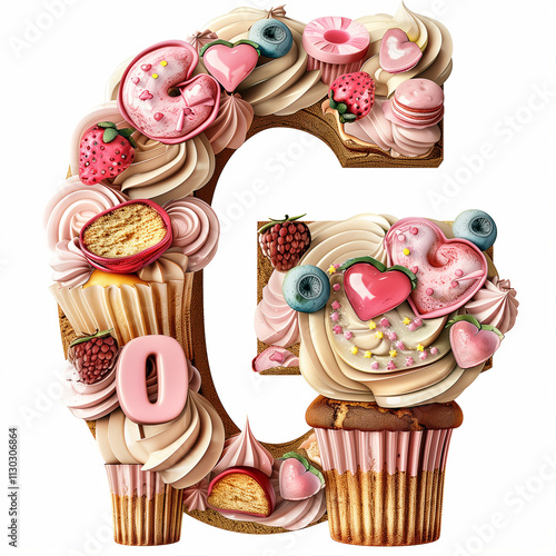 Letter G Cup Cake design using icing and beauty with tasty 