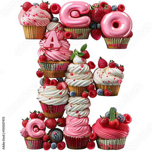 Letter E Cup Cake design using icing and beauty with tasty 