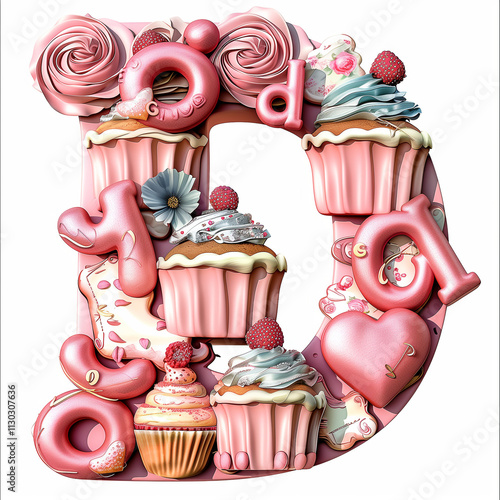 Letter D Cup Cake design using icing and beauty with tasty 