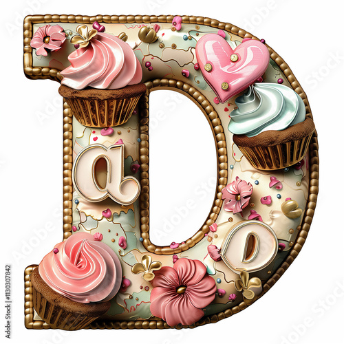 Letter D Cup Cake design using icing and beauty with tasty 