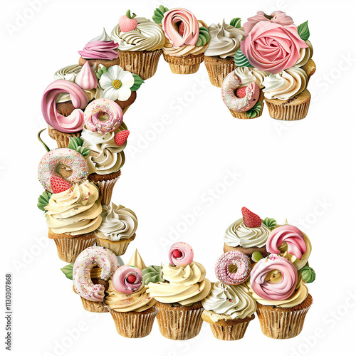 Letter C Cup Cake design using icing and beauty with tasty 