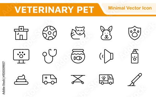 Veterinary Icon Set. A compassionate collection of icons designed for veterinary clinics and pet care services.