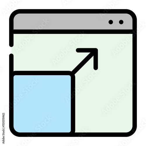 Expanding window icon showing enlargement function for graphic user interface design