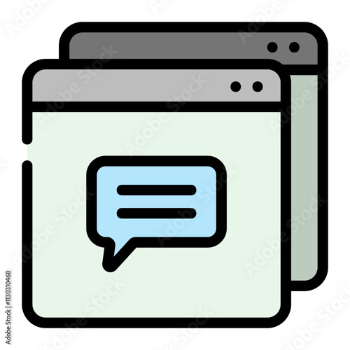 Dark mode message chat windows icon representing online communication software