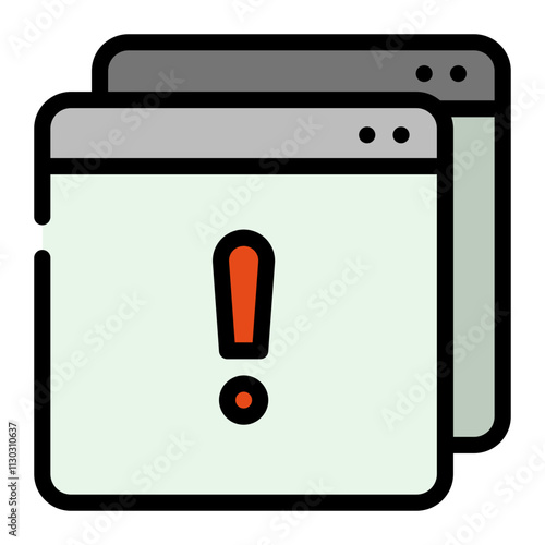 Error alert system dialog box with exclamation point icon in computer interface