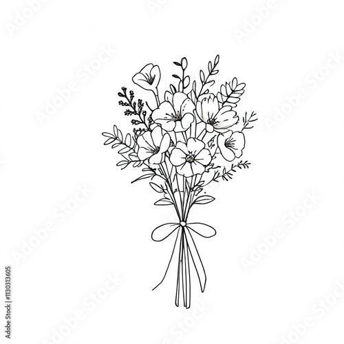Minimalist line art of a bouquet, perfect for logos.