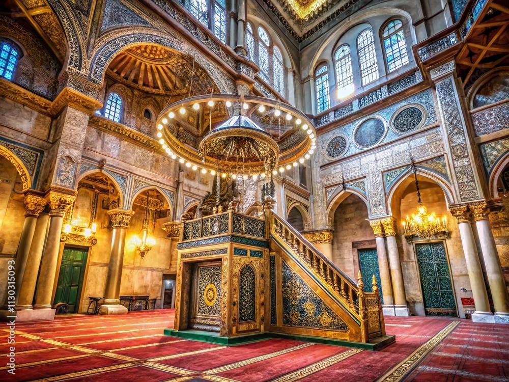 Obraz premium Tilt-Shift Photography: Alabaster Mosque Prayer Niche & Pulpit, Cairo Citadel