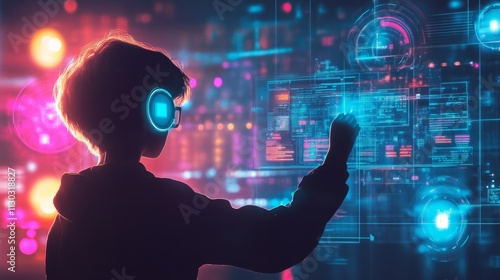 Education futuristic technology and learning concept.