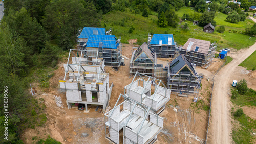 Aerial View of Residential Construction Site