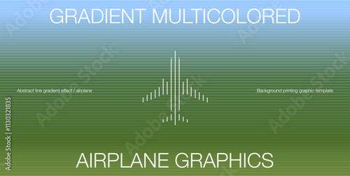 Line gradient pattern airplane symbol multicolored minimal modern style vector glass grainy blurred neon in pastel colors. cover wallpaper branding glass texture banner template print travel trip