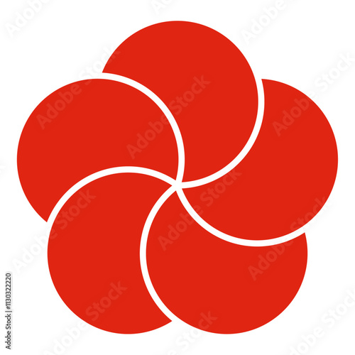 シンプルな赤色のねじり梅アイコン