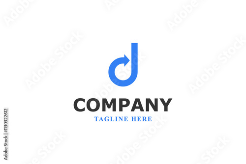 creative d logo featuring a curved arrow