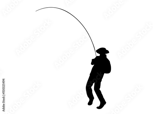 angler fishing silhouette high vector
