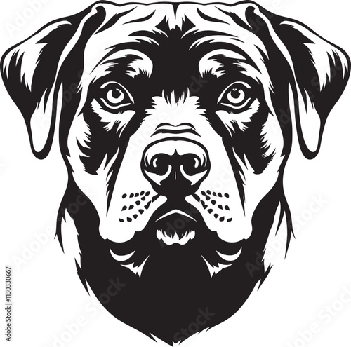 Rottweiler Silhouette Vector Illustration White Background
