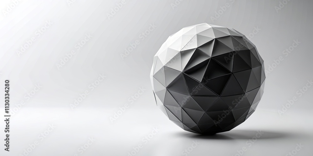Naklejka premium Abstract grayscale geometric sphere on a neutral background