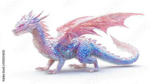 A colorful, fantastical dragon with shimmering scales and majestic wings, designed for imaginative storytelling or gaming. photo