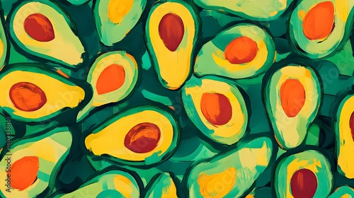 Wallpaper Mural Abstract Painting of Avocados in Vibrant Colors Torontodigital.ca
