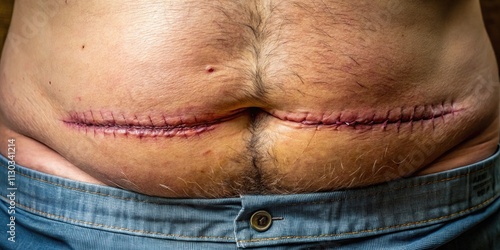 Gastric Sleeve Surgery Long Exposure Photo - Gastrectomy Scar photo