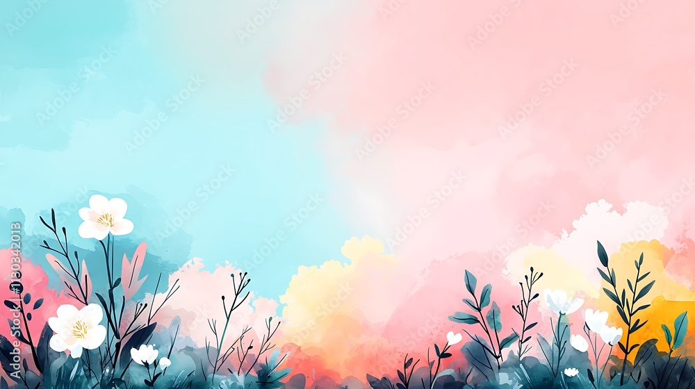 Fototapeta premium Abstract floral nature scene vibrant digital art for a calm aesthetic environment