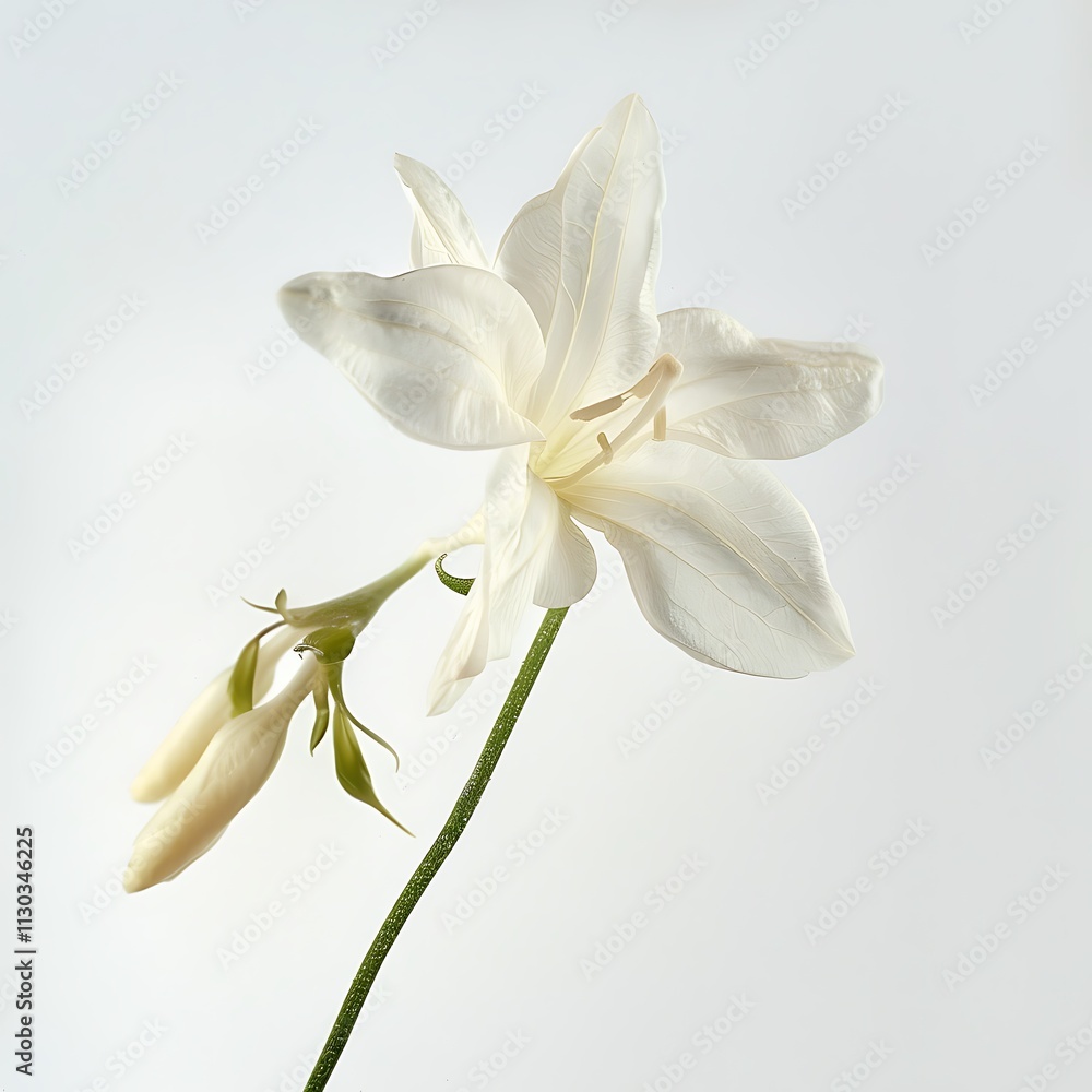 Obraz premium White jasmine flowers on white background.