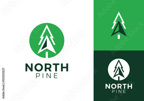 modern north with pine tree logo design vector photo