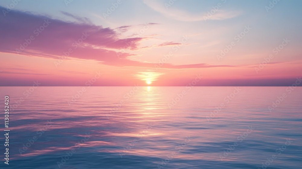 Fototapeta premium Serene Sunset Over Calm Ocean Waters