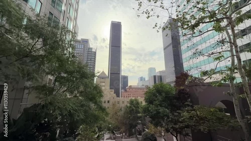 Downtown Los Angeles, California with a view of the skyline and public library - time lapse photo