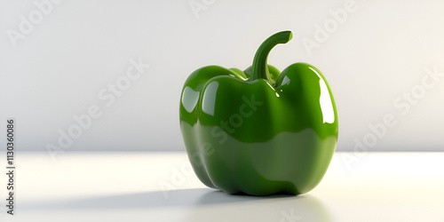 Bright Green Bell Pepper Isolated on White

 photo