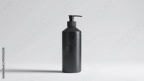 Sleek Matte Black Cosmetic Bottle on White Background photo