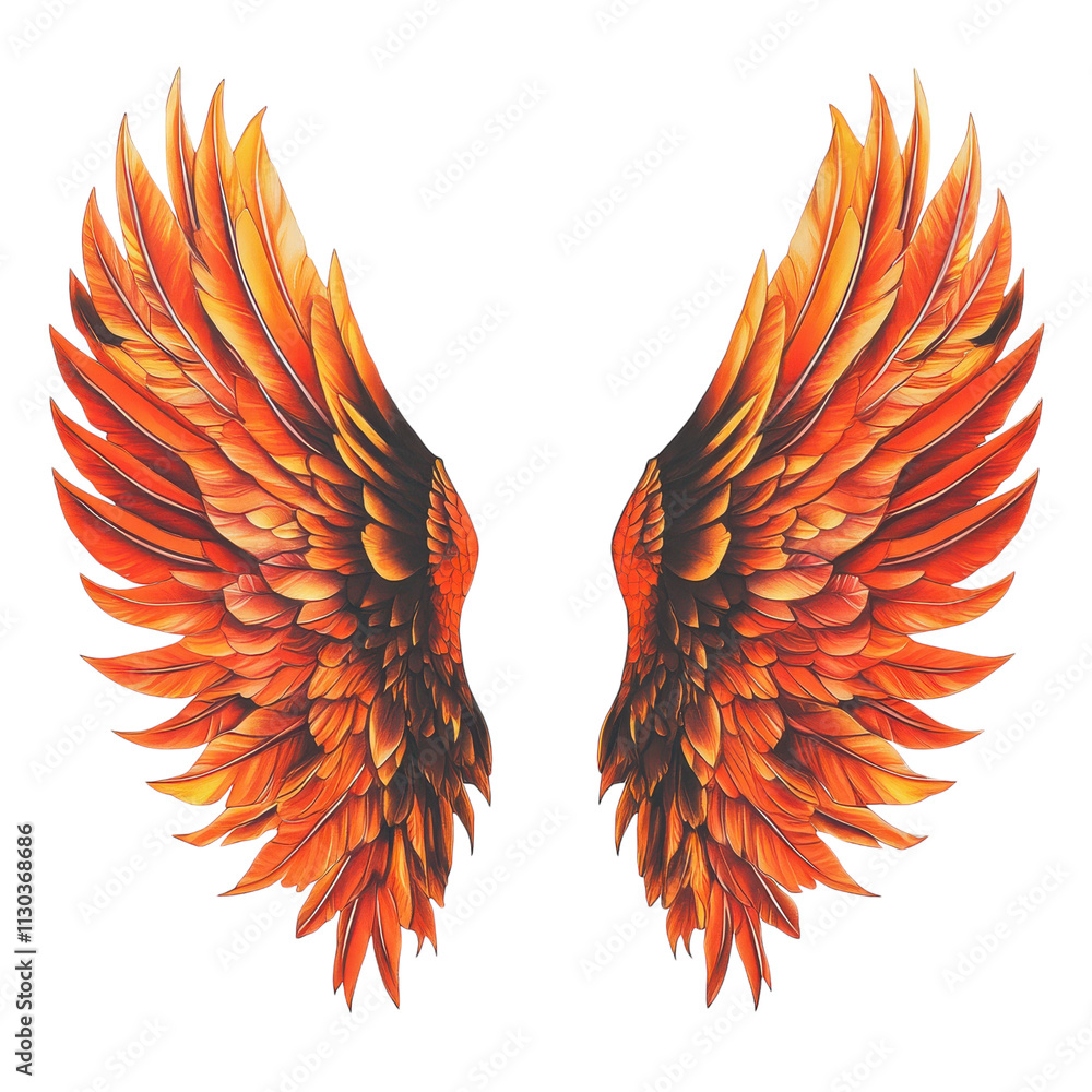 Obraz premium Phoenix Wings on a White Background for Design Transparent PNG Background.