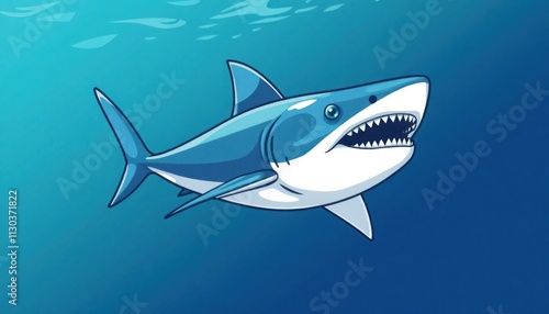 Wallpaper Mural Shark In The Sea Vector - Fierce and Fearless Shark Illustration - Evoke The Raw Power And Danger Associated With These Apex Ocean Predators. Torontodigital.ca