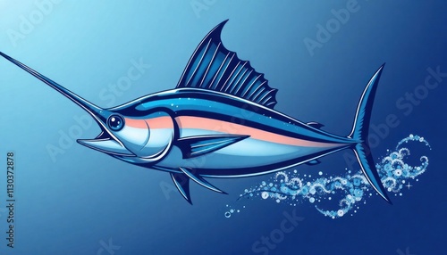 Majestic Marlin Illustration - marine conservation branding, ocean-inspired artwork, and anywhere the power and majesty of these magnificent pelagic fish need to be celebrated. photo